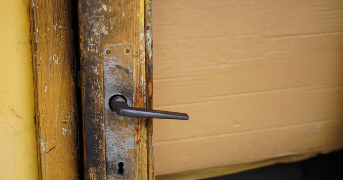 Puerta interior con pestillo y cerradero revisados antes de llamar a un cerrajero